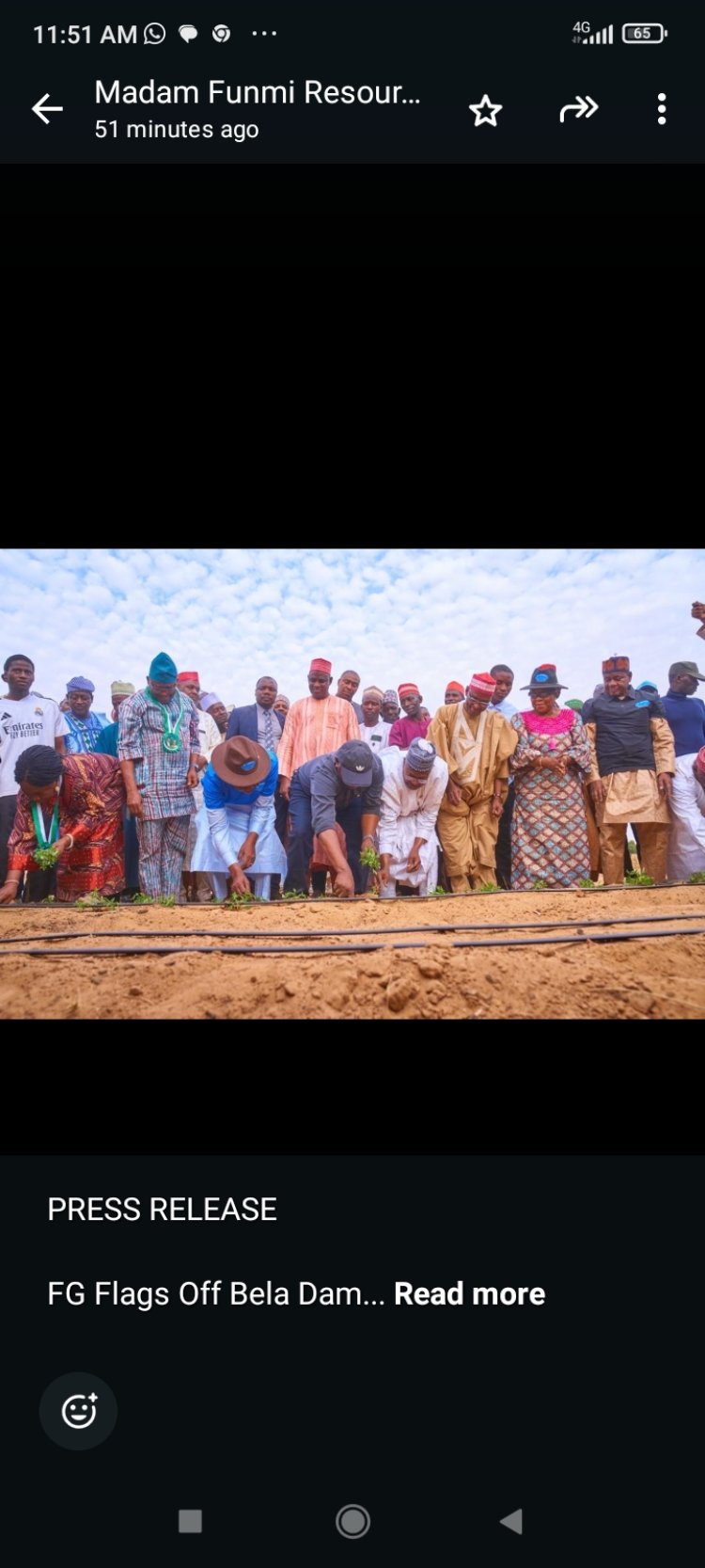 FG Flags Off Bela Dam, Launches Kaukau Drip Irrigation Projects In Kano State
